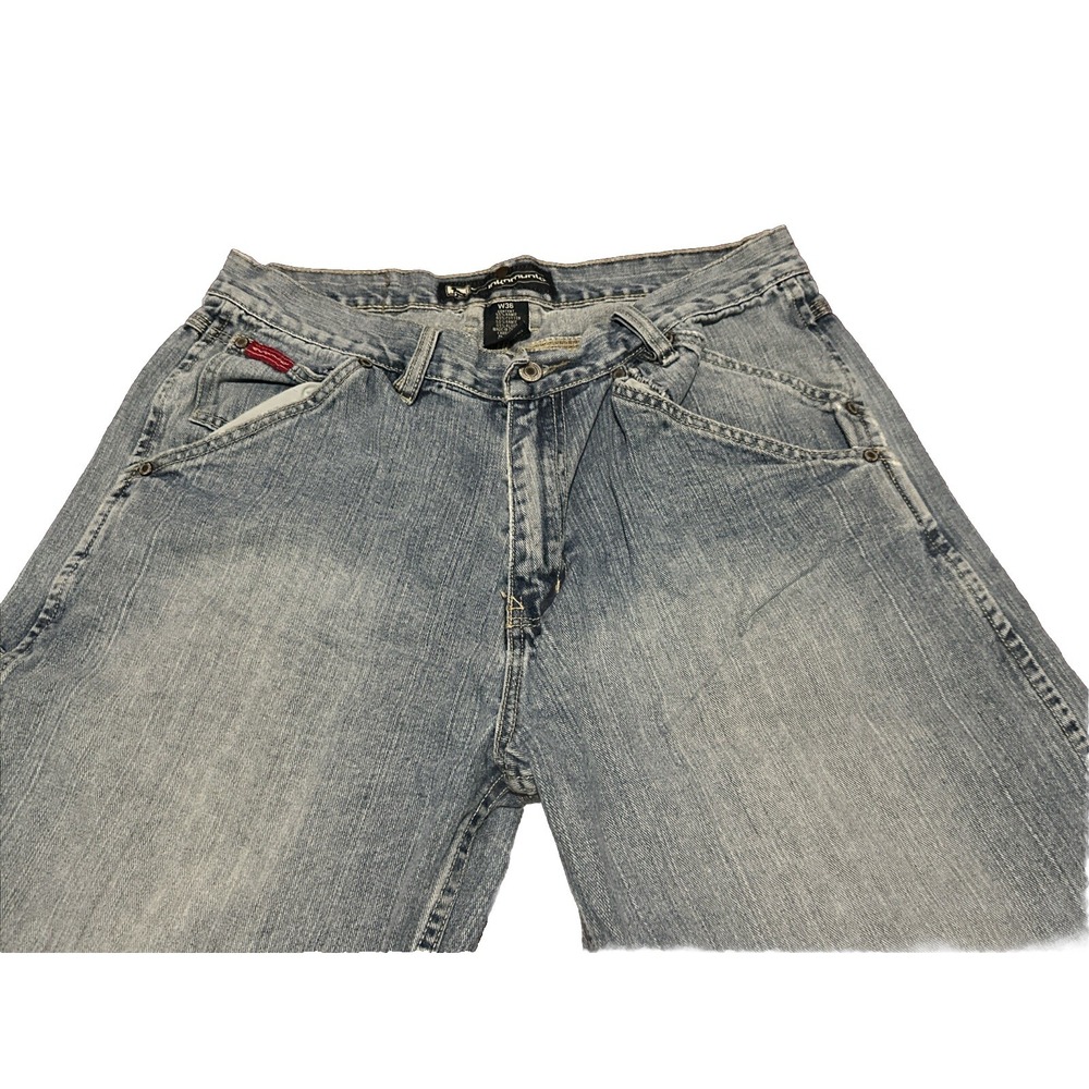 Vintage Drunknmunky Denim Jean Shorts Baggy Skater Y2K Streetwear Blue Size 36 - Picture 2 of 9